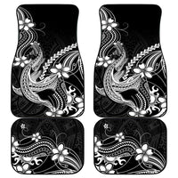 Black Aloha Hawaii Car Mats Polynesian Shark Tattoo With Plumeria - Polynesian Pride