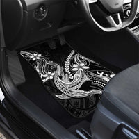 Black Aloha Hawaii Car Mats Polynesian Shark Tattoo With Plumeria - Polynesian Pride