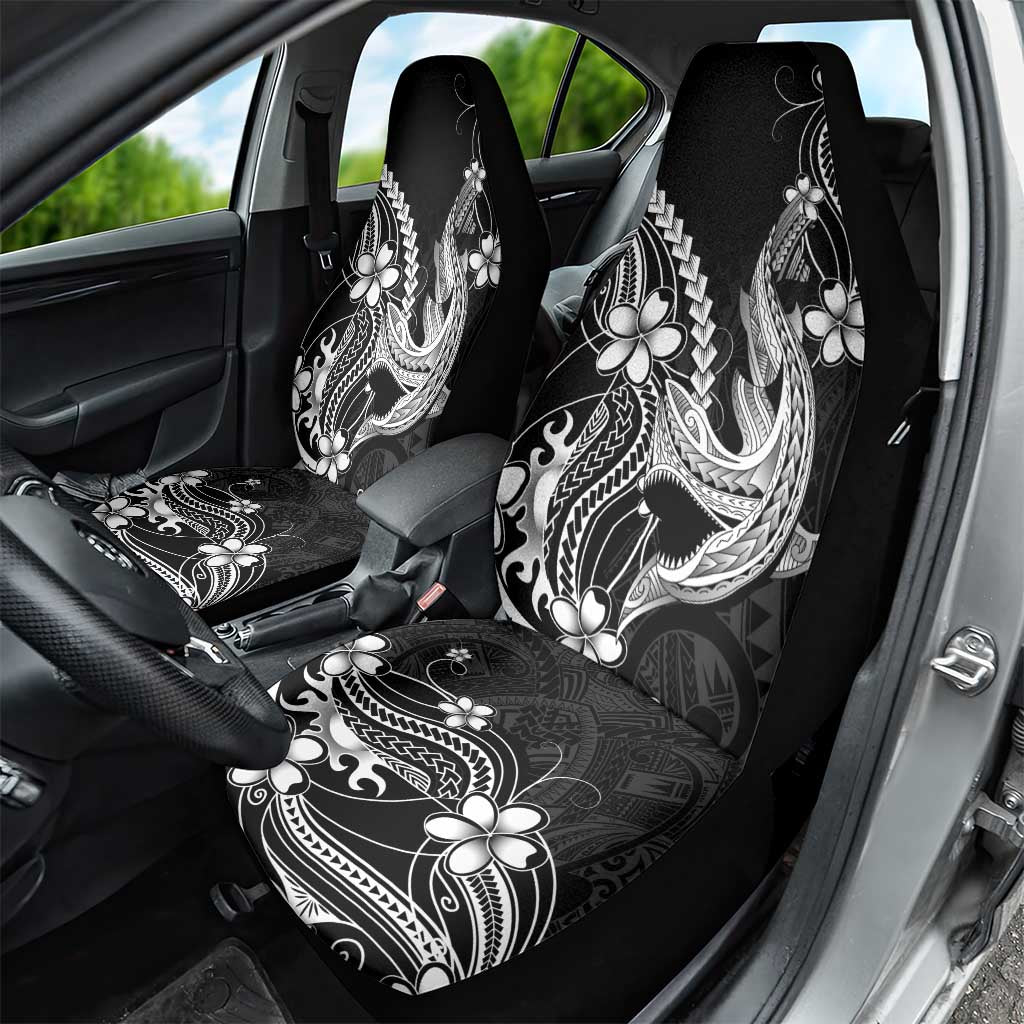 Black Aloha Hawaii Car Seat Cover Polynesian Shark Tattoo With Plumeria - Polynesian Pride