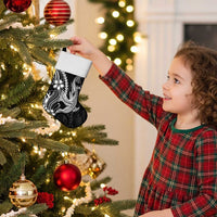 Black Aloha Hawaii Christmas Stocking Polynesian Shark Tattoo With Plumeria - Polynesian Pride