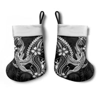 Black Aloha Hawaii Christmas Stocking Polynesian Shark Tattoo With Plumeria - Polynesian Pride