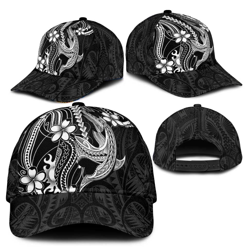 Black Aloha Hawaii Classic Cap Polynesian Shark Tattoo With Plumeria - Polynesian Pride