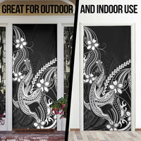 Black Aloha Hawaii Door Cover Polynesian Shark Tattoo With Plumeria - Polynesian Pride