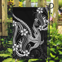 Black Aloha Hawaii Garden Flag Polynesian Shark Tattoo With Plumeria - Polynesian Pride