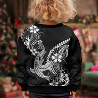 Black Aloha Hawaii Kid Ugly Christmas Sweater Polynesian Shark Tattoo With Plumeria - Polynesian Pride