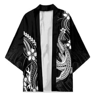 Black Aloha Hawaii Kimono Polynesian Shark Tattoo With Plumeria - Polynesian Pride