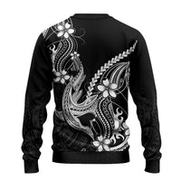 Black Aloha Hawaii Ugly Christmas Sweater Polynesian Shark Tattoo With Plumeria - Polynesian Pride