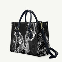 Black Aloha Hawaii Leather Bag Polynesian Shark Tattoo With Plumeria - Polynesian Pride