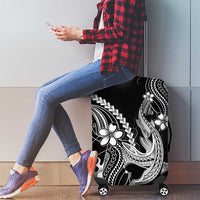 Black Aloha Hawaii Luggage Cover Polynesian Shark Tattoo With Plumeria - Polynesian Pride
