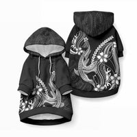 Black Aloha Hawaii Pet Hoodie Polynesian Shark Tattoo With Plumeria