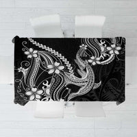 Black Aloha Hawaii Tablecloth Polynesian Shark Tattoo With Plumeria - Polynesian Pride