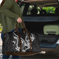 Black Aloha Hawaii Travel Bag Polynesian Shark Tattoo With Plumeria - Polynesian Pride