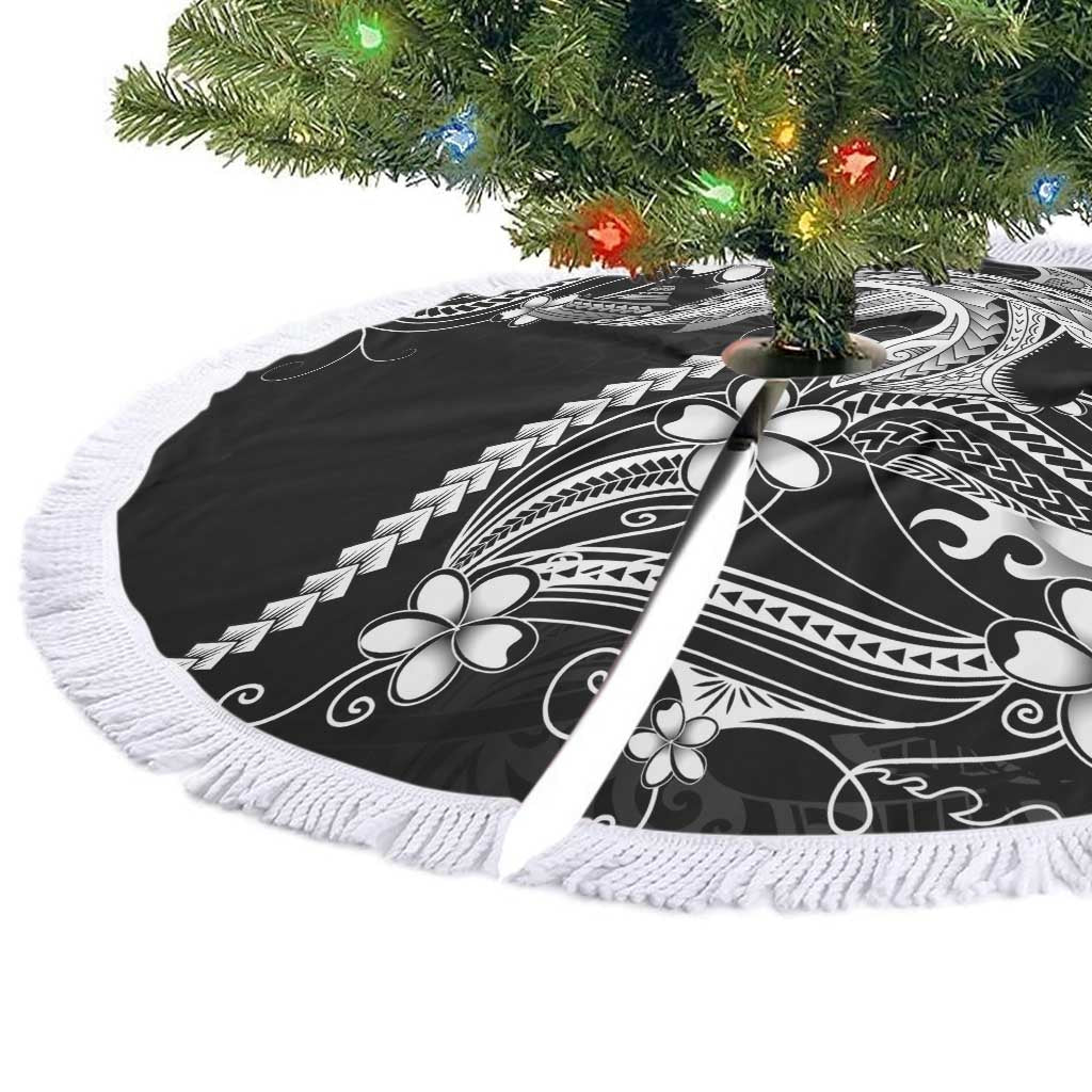 Black Aloha Hawaii Tree Skirt Polynesian Shark Tattoo With Plumeria - Polynesian Pride