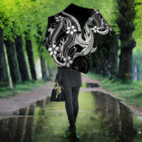 Black Aloha Hawaii Umbrella Polynesian Shark Tattoo With Plumeria - Polynesian Pride