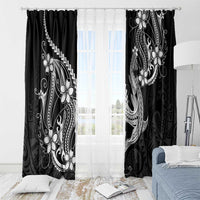 Black Aloha Hawaii Window Curtain Polynesian Shark Tattoo With Plumeria - Polynesian Pride