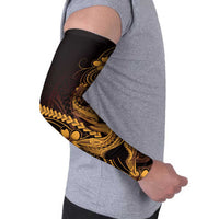 Gold Black Aloha Hawaii Arm Sleeves Polynesian Shark Tattoo With Plumeria - Polynesian Pride