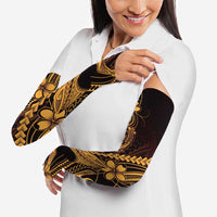 Gold Black Aloha Hawaii Arm Sleeves Polynesian Shark Tattoo With Plumeria - Polynesian Pride