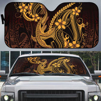 Gold Black Aloha Hawaii Auto Sun Shade Polynesian Shark Tattoo With Plumeria - Polynesian Pride