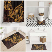 Gold Black Aloha Hawaii Bathroom Set Polynesian Shark Tattoo With Plumeria - Polynesian Pride