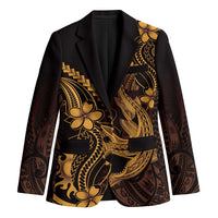 Gold Black Aloha Hawaii Blazer Polynesian Shark Tattoo With Plumeria - Polynesian Pride