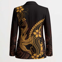 Gold Black Aloha Hawaii Blazer Polynesian Shark Tattoo With Plumeria - Polynesian Pride