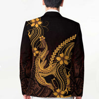 Gold Black Aloha Hawaii Blazer Polynesian Shark Tattoo With Plumeria - Polynesian Pride