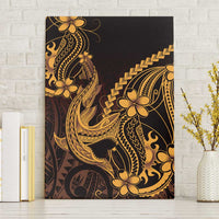 Gold Black Aloha Hawaii Canvas Wall Art Polynesian Shark Tattoo With Plumeria - Polynesian Pride