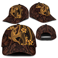Gold Black Aloha Hawaii Classic Cap Polynesian Shark Tattoo With Plumeria - Polynesian Pride
