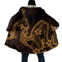 Gold Black Aloha Hawaii Cloak Polynesian Shark Tattoo With Plumeria - Polynesian Pride