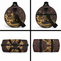 Gold Black Aloha Hawaii Duffle Bag Polynesian Shark Tattoo With Plumeria