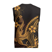 Gold Black Aloha Hawaii Christmas Knitted V-Neck Vest Polynesian Shark Tattoo With Plumeria - Polynesian Pride