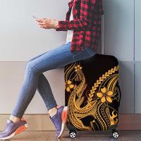 Gold Black Aloha Hawaii Luggage Cover Polynesian Shark Tattoo With Plumeria - Polynesian Pride