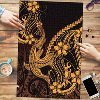 Gold Black Aloha Hawaii Puzzle Polynesian Shark Tattoo With Plumeria - Polynesian Pride
