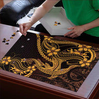 Gold Black Aloha Hawaii Puzzle Polynesian Shark Tattoo With Plumeria - Polynesian Pride