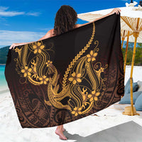 Gold Black Aloha Hawaii Sarong Polynesian Shark Tattoo With Plumeria - Polynesian Pride