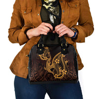 Gold Black Aloha Hawaii Shoulder Handbag Polynesian Shark Tattoo With Plumeria - Polynesian Pride