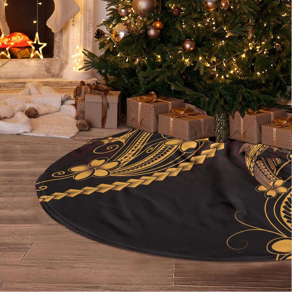 Gold Black Aloha Hawaii Tree Skirt Polynesian Shark Tattoo With Plumeria - Polynesian Pride