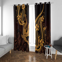 Gold Black Aloha Hawaii Window Curtain Polynesian Shark Tattoo With Plumeria - Polynesian Pride