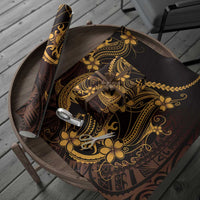 Gold Black Aloha Hawaii Wrapping Paper Polynesian Shark Tattoo With Plumeria - Polynesian Pride