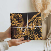 Gold Black Aloha Hawaii Wrapping Paper Polynesian Shark Tattoo With Plumeria - Polynesian Pride