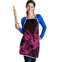 Pink Black Aloha Hawaii Apron Polynesian Shark Tattoo With Plumeria - Polynesian Pride