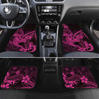 Pink Black Aloha Hawaii Car Mats Polynesian Shark Tattoo With Plumeria - Polynesian Pride