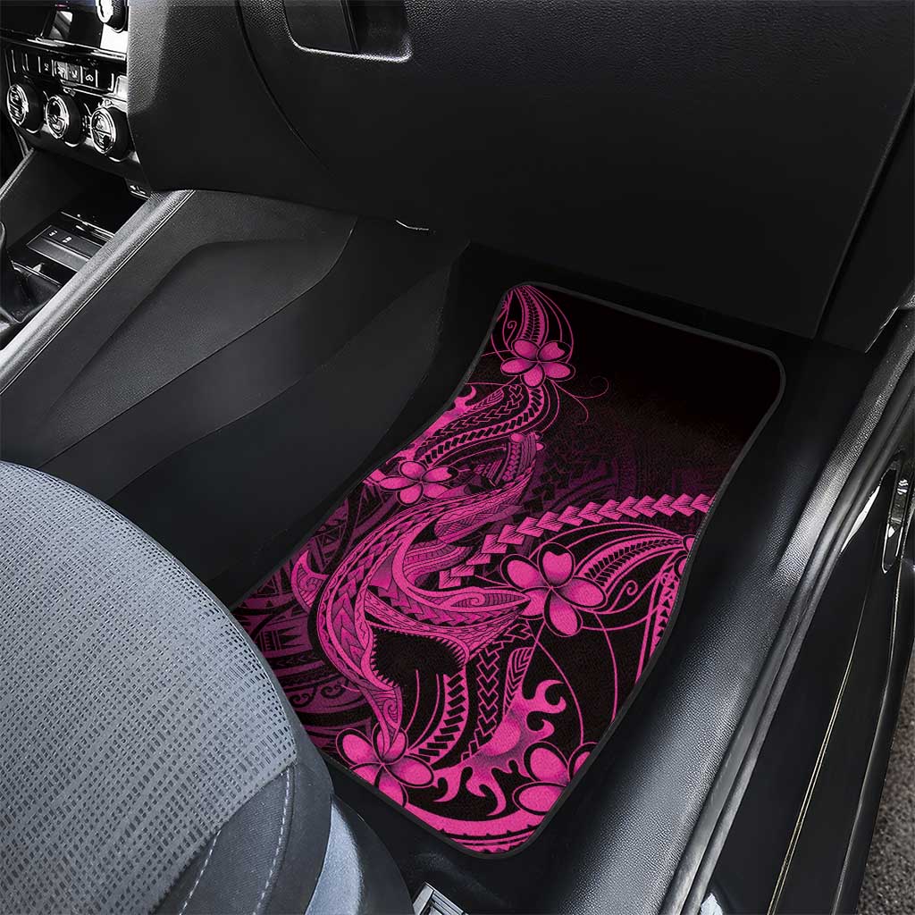 Pink Black Aloha Hawaii Car Mats Polynesian Shark Tattoo With Plumeria - Polynesian Pride