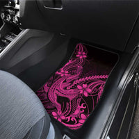 Pink Black Aloha Hawaii Car Mats Polynesian Shark Tattoo With Plumeria - Polynesian Pride