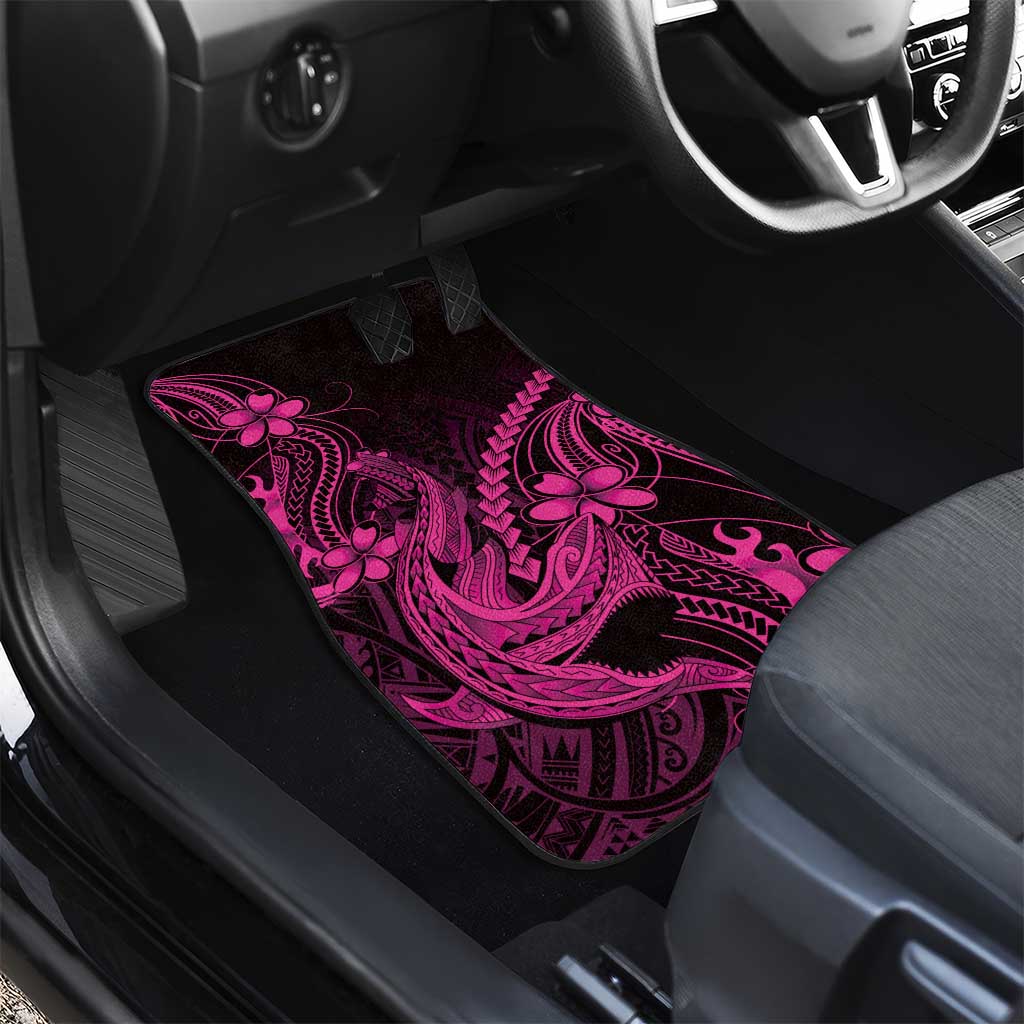 Pink Black Aloha Hawaii Car Mats Polynesian Shark Tattoo With Plumeria - Polynesian Pride