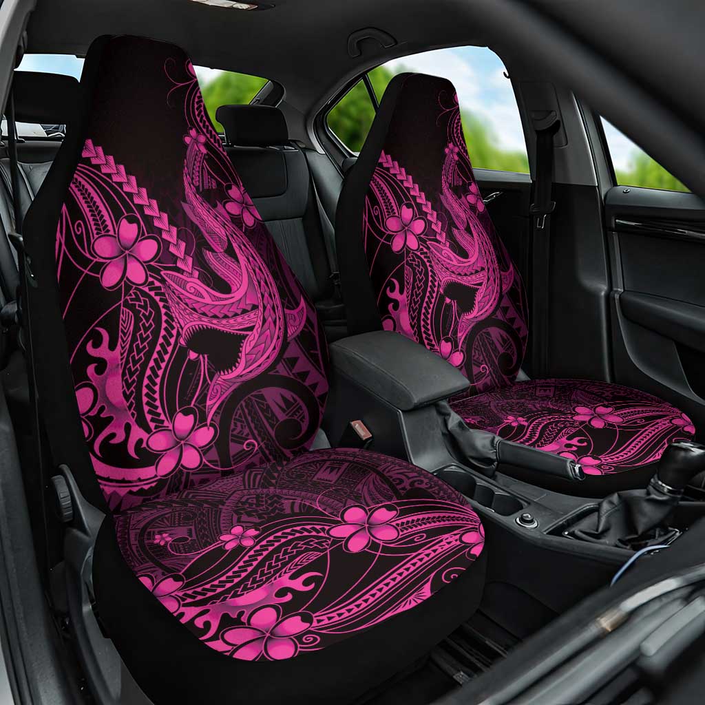 Pink Black Aloha Hawaii Car Seat Cover Polynesian Shark Tattoo With Plumeria - Polynesian Pride