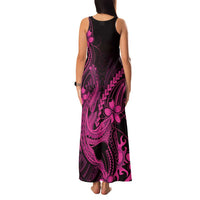 Pink Black Aloha Hawaii Family Matching Tank Maxi Dress and Hawaiian Shirt Polynesian Shark Tattoo With Plumeria - Polynesian Pride