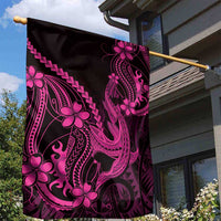 Pink Black Aloha Hawaii Garden Flag Polynesian Shark Tattoo With Plumeria - Polynesian Pride