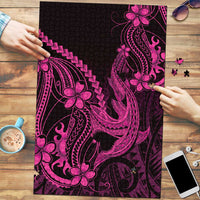 Pink Black Aloha Hawaii Puzzle Polynesian Shark Tattoo With Plumeria - Polynesian Pride