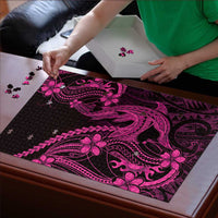 Pink Black Aloha Hawaii Puzzle Polynesian Shark Tattoo With Plumeria - Polynesian Pride